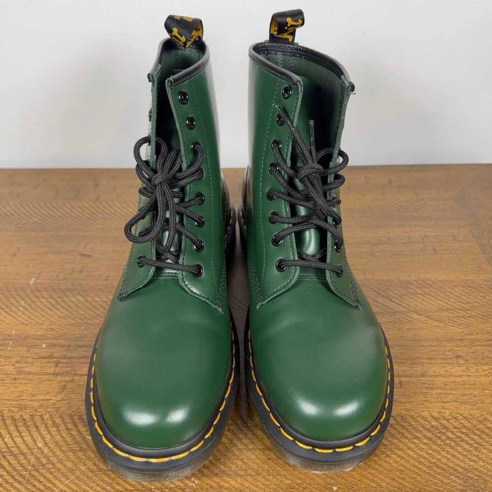 Dr. Martens Boots Mens 10 Green 1460 Smooth Leather Combat Punk Grunge 90s